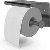 EAVY WC Rolhouder met Plankje - Zelfklevend / Zonder Boren / Boren - Toiletrolhouder - Gun Metal