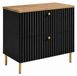 3xE living Meuble de salle de bain Debout sous lavabo 80 cm, 2 tiroirs, Noir + Plan de toilette Chêne Craft, Poignées dorées, Pieds dorés, 80 x 44,4 x 73,6 cm