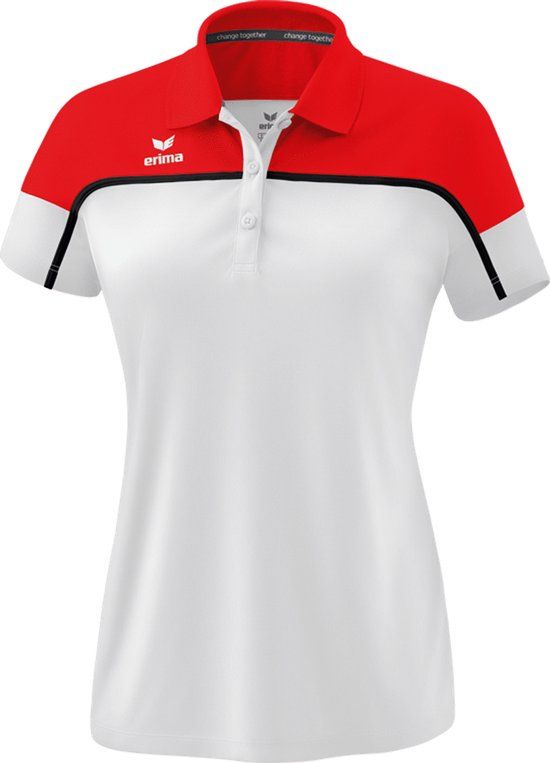 Erima Change Polo Dames - Wit / Rood / Zwart - Maat 34