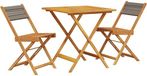 vidaXL 3-delige Bistroset - Polypropeen en Massief Hout - Grijs