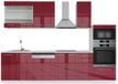 Vicco Fame-Line Unité de cuisine complète – 300 cm avec armoire haute, sans plan de travail Bordeaux laqué brillant/blanc