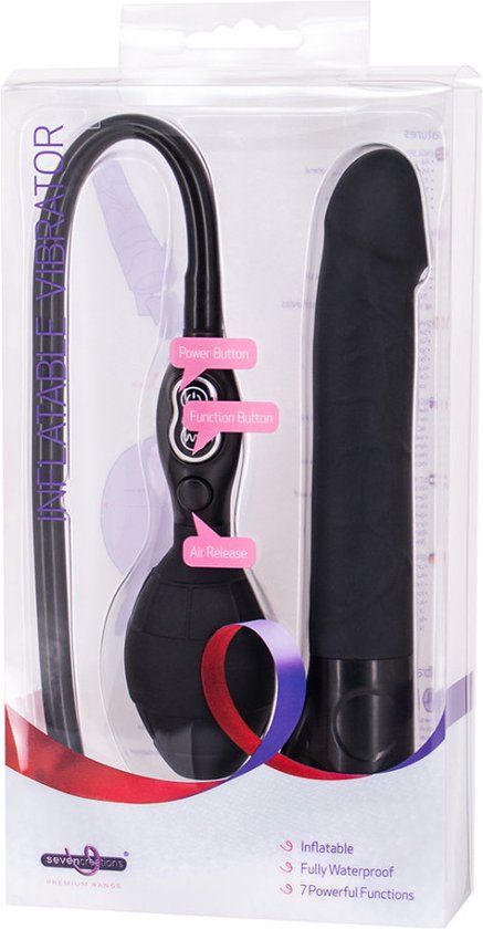 Seven Creations Inflatable Vibrating Dildo - Black