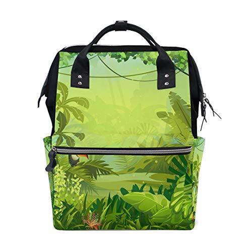 MONTOJ Toucan Met Palm Tree Canvas Rugzak Reizen Campus Rugzak