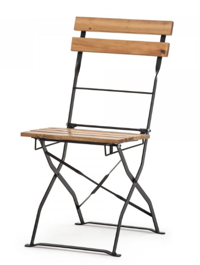 Klapstoel - Staal/Acaciahout - Zwart - 4 stuks