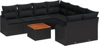 vidaXL Tuinbank Set 9-delig Zwart Polyrattan
