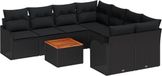 vidaXL Banc de jardin 9 pièces noir polyrattan