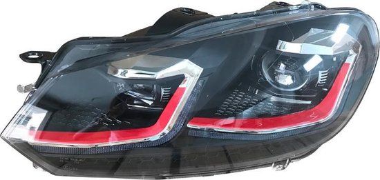 AutoStyle LED Headlights for Volkswagen Golf VI 2008-2012 - Black/Red - Dynamic Running Light