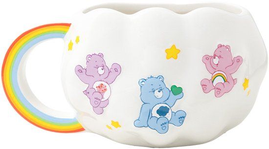 Care Paladone Care Bears Cloud Shaped Mug – Officieel Gelicentieerde Keramische Mok met Regenbooghandgreep, 450 ml