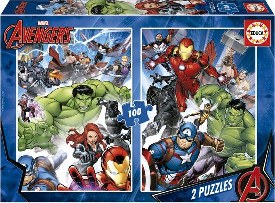 EDUCA - Avengers Puzzel Set - 2 x 100 Stukjes - Karton - Vanaf 6 Jaar