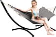 AMANKA Hangmat met Frame voor Buiten en Binnen - Hangmat voor 1 Persoon - 250x100cm - Grijs - Max. 120 kg
