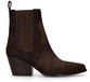 Sacha - Dames - Donkerbruine pony hair enkellaarsjes met hak - Maat 36