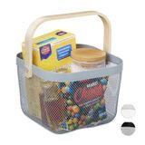 Merkloos Relaxdays Opbergmand, met handvat, voor kleding, decoraties, staal en hout, gebruiksvoorwerp mand, 17,5 x 26 x 24,5 cm