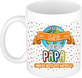 Bellatio Decorations Naam mok papa Charlie - wit - de beste - keramiek - 300 ml - Vaderdag - cadeau