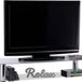 Table de télévision sans marque en verre, pieds de table chromés en métal, HxLxP : environ 17 x 100 x 35 cm, table de télévision, blanc/argent