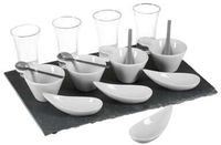 Secret de Gourmet Serveerplank - amuse hapjes - leisteen/porselein - wit - 17-delig