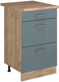 Vicco Keukenonderkast R-Line, Blauw-grijs/Goudkleurig Eiken, 50 cm