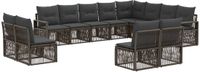 vidaXL Tuinbank - Set - 12 zitplekken - Grijs - Polyrattan