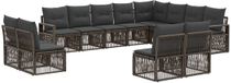 vidaXL Tuinbank - Set - 12 zitplekken - Grijs - Polyrattan