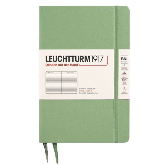 LEUCHTTURM1917 Notebook Hardcover Paperback (B6+) Sage gelinieerd