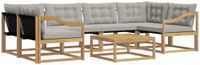 vidaXL - Hoek loungeset - 6 zitplekken - Acacia hout - Wit en lichtgrijs