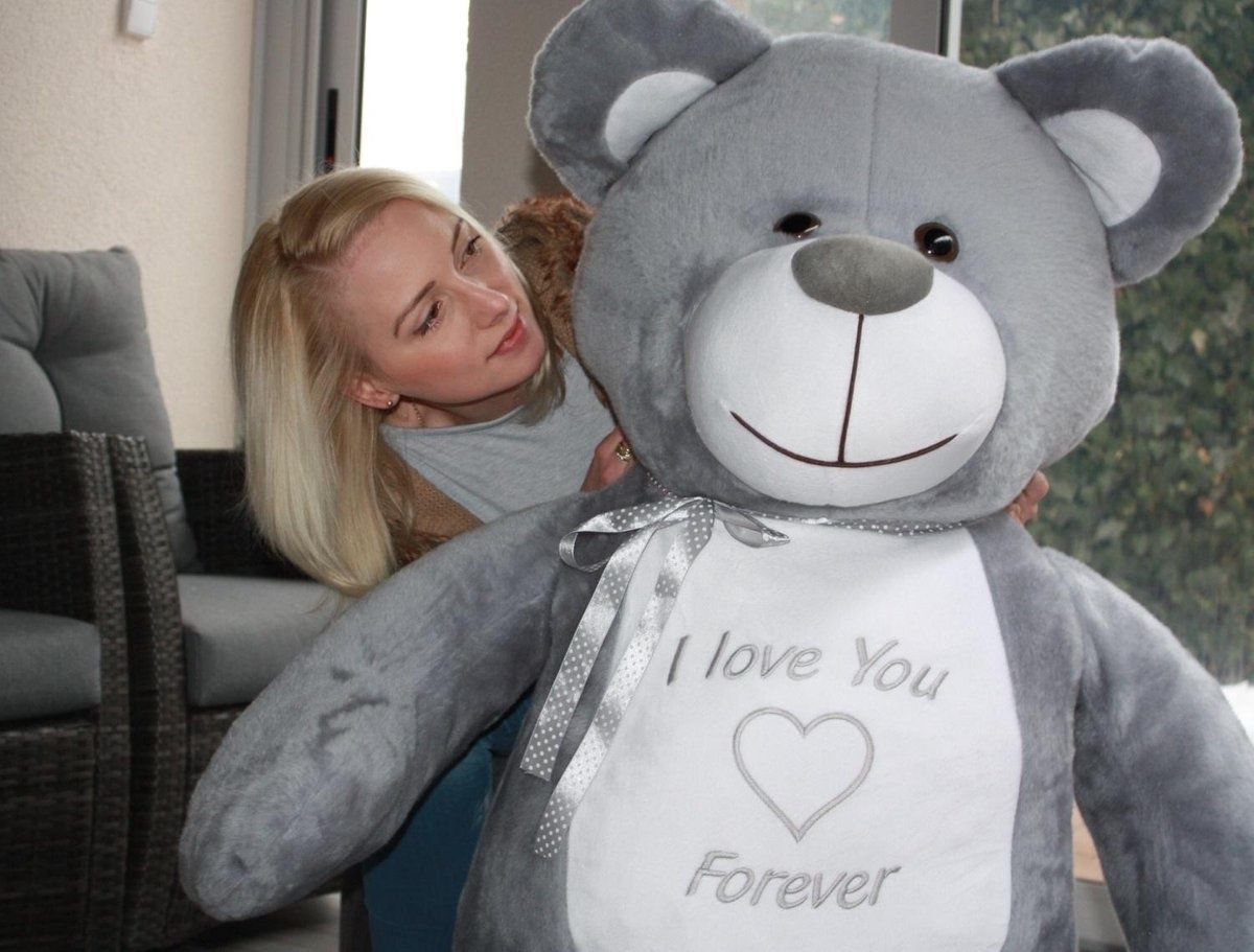 Viking Choice Grote knuffelbeer - I love you - Grijs - Unisex