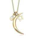 Elli Dames Halsketting Maansteen Halve Maan Veer Ster 925 Sterling Zilver 60 cm