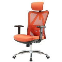 Bureaustoel HWC-J86, bureaustoel, ergonomisch, verstelbare lendensteun 150kg belastbaar ~ zonder voetsteun, oranje