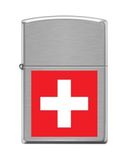 ZIPPO Zwitserse vlag - stormaansteker, navulbaar, in hoogwaardige geschenkdoos