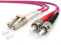 1aTTack.de 1x 15m OM4 LWL DX DUPLEX patchkabel LC/UPC - ST/UPC MM MULTIMODE - 50/125 µm LSZH violet