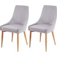 HWC-B44 II Set van 2 eetkamerstoelen, keukenstoel retro design, stof/textiel, grijs