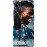 Maniacase Hoesje Oppo A78 5G Vinicius JR Real Madrid Blauw Behang