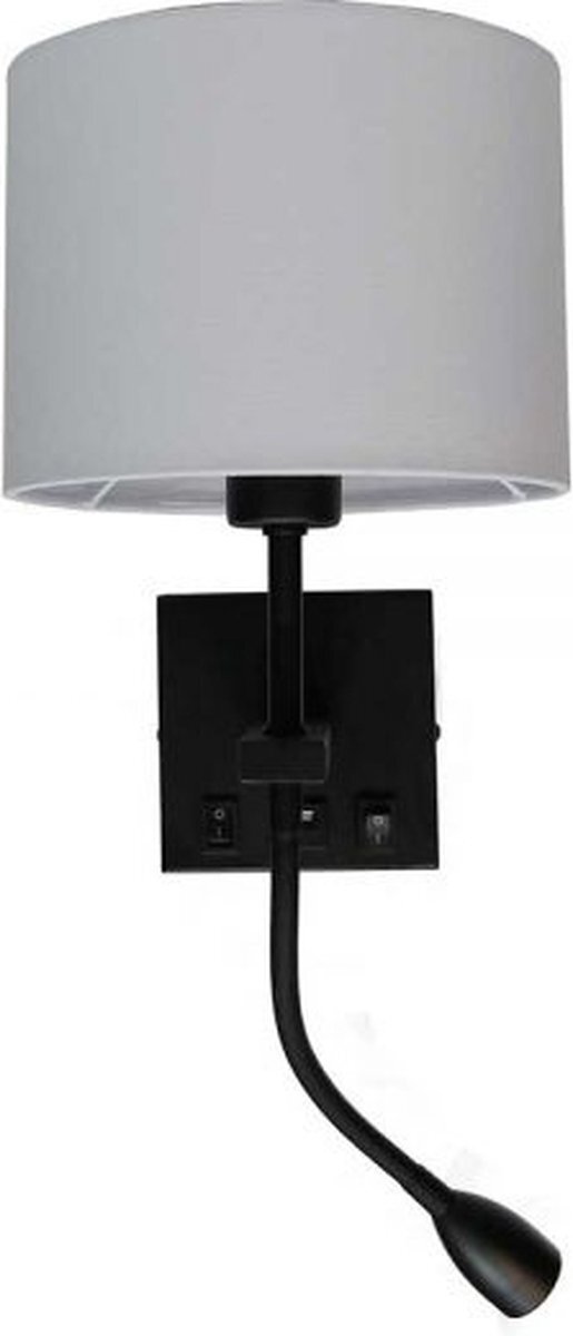 LT-Luce Artdelight Wandlamp Quad Zwart USB Kap Wit