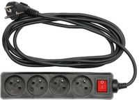 Vorel 72630 Serie - Geaarde Stekkerdoos - 4 Stopcontacten - 1,5m - Zwart