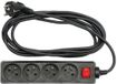 Vorel 72630 Serie - Geaarde Stekkerdoos - 4 Stopcontacten - 1,5m - Zwart
