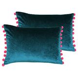 Paoletti Fiesta Twin Pack Polyester Gevulde Kussens, Teal/Bes, 35 x 50cm