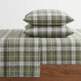 Eddie Bauer Kingsize lakens, katoenen flanellen beddengoedset met bijpassende kussenslopen, geborsteld voor extra zachtheid, diepe zak, Oeko-Tex gecertificeerd (Heartland Plaid Green)