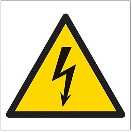 V Safety VSafety Warning Electic Logo Sign - 200mm x 200mm - 1mm Rigid Plastic