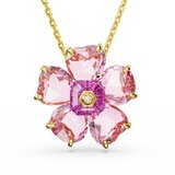 Swarovski Florere Ketting - Goudkleurig - Roze Kristal - 42 cm - Dames