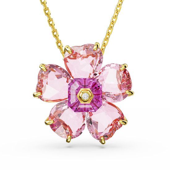Swarovski Florere Ketting - Goudkleurig - Roze Kristal - 42 cm - Dames