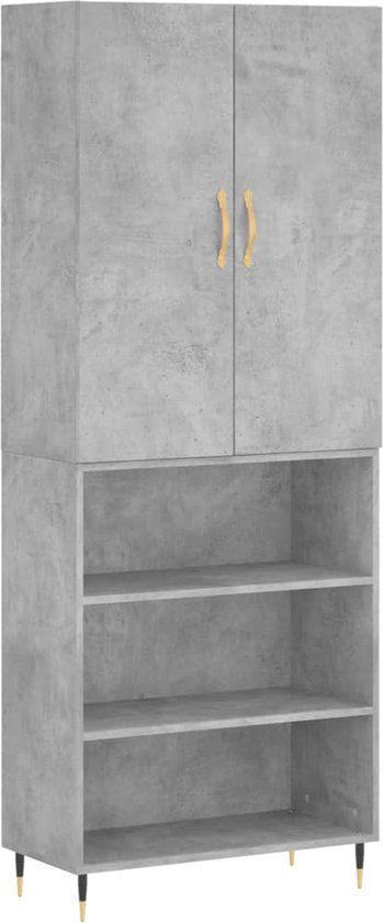 vidaXL Hoge kast 69,5x34x180 cm bewerkt hout betongrijs