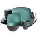 Gibson Elite 131172.16R vierkant reactief glazuur aardewerk serviesset, mat jade