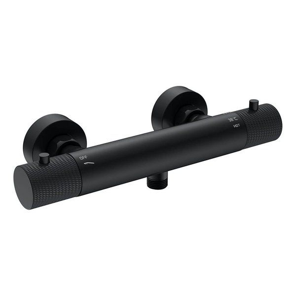 Wiesbaden Ribbd Thermostatische Douchemengkraan - 15 cm - Mat Zwart