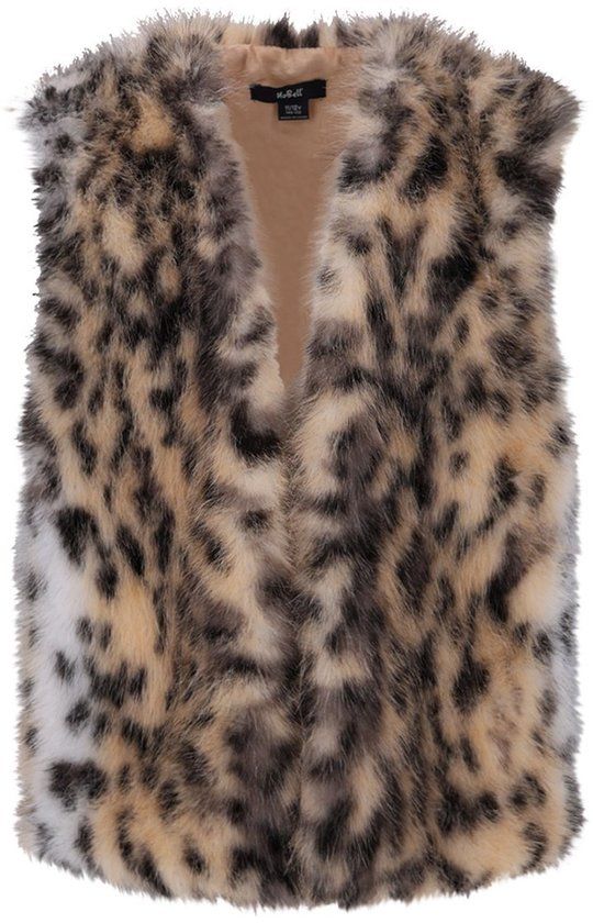 NoBell winter gilet meisjes - bruin - Kath - animal fur - panterprint - maat 122/128