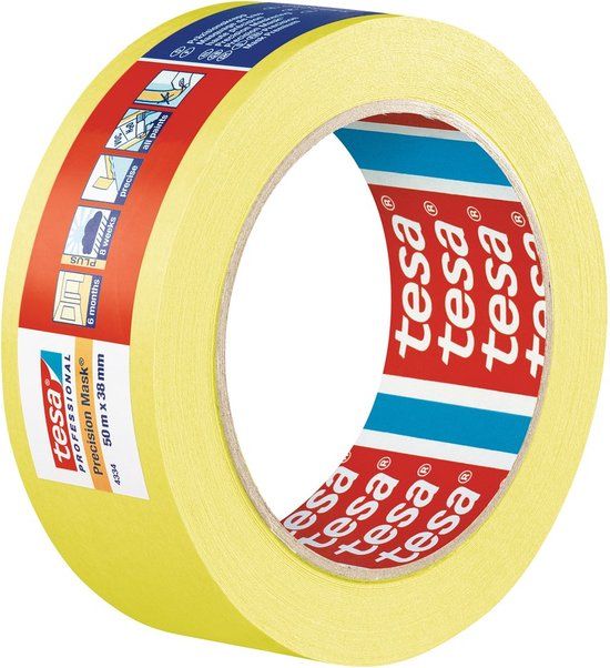 tesa PRECISION Maskeertape Präzisionskrepp Geel - 50 m x 25 mm - 1 stuk(s)