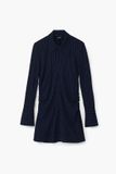 Desigual Chemise-robe Seattle Bleu XS Manches longues Haut imprimé court
