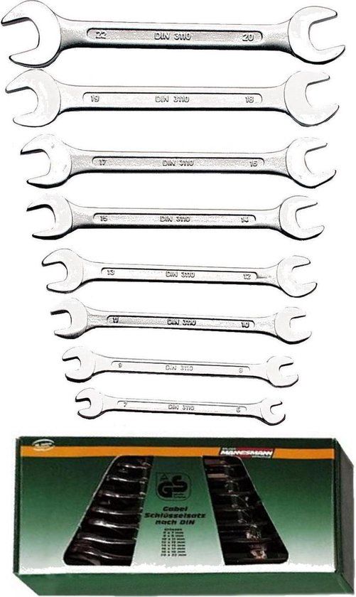 Brüder Mannesmann M 110-08 DIN Dubbele steeksleutelset 8-delig - 6 - 22 mm