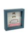 Spaarpot voor bruiloft, ingelijst, bloemendesign, 16 x 16 cm, blauw