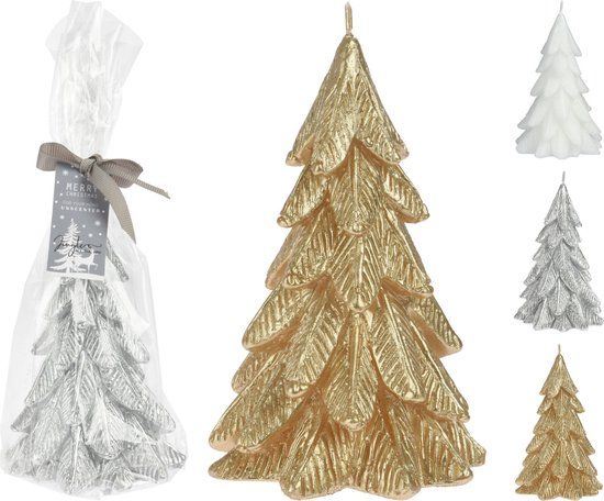 H@S Decoration Kerstboom Kaarsjes - 3 stuks - Goud Zilver Wit - 12 cm