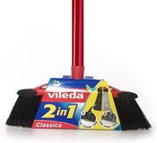 Vileda Master - 2 in 1 - Bezemborstel met steel - rood / zwart / grijs