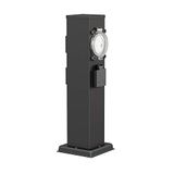ledscom.de Tuincontactdoos POLLY voor buiten, IP44, timer/timer, 3-voudig, roestvrij staal, zwart, vierkant, 40 cm